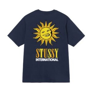 Stussy Blue Sun Pattern Casual Short Sleeve T-shirt Spring New Style Unisex