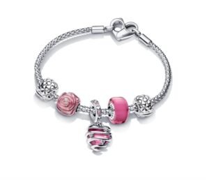 Pandora Pink Love You Bracelet Set Pink Heart Enamel Craft Light Luxury Gift Love