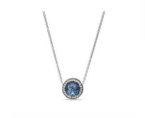 Pandora Ocean Heart Necklace Set in Deep Blue 925 Silver Shining Simple, Elegant and Fashionable