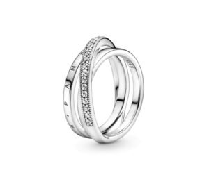 Pandora Eternal Shine Triple Ring Ring Pav é Set Simple and Versatile for Men and Women