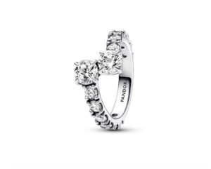 Pandora Sparkling Stacked Ring 925 Silver Light Luxury Creative