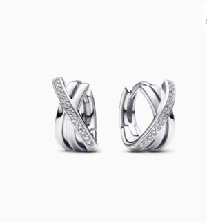 Pandora Pav é inlaid interlocking three ring earrings to give to girlfriend exquisite high-end niche