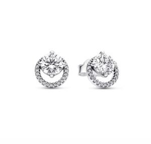 Pandora Shining Round Halo Earrings Exquisite and Elegant