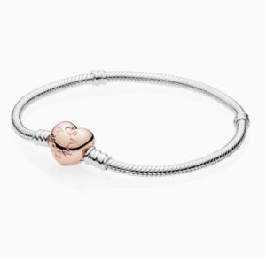 Pandora Rose Heart shaped Chain Buckle Bracelet Gold Love Versatile European
