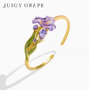 Juicy Grape Purple Iris Flower Bracelet Women's French Oil Painting Style Light Luxury Niche Design Gift